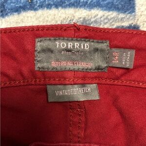 Torrid Vintage Stretch Red Jeans